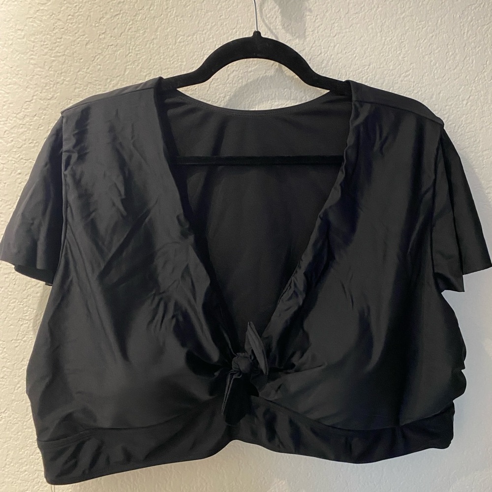 Women’s Black Tie-Front Swim Cover-Up
